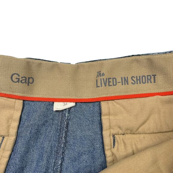 GAP Floral AOP Chambray Lived In Shorts Overprint 9" Inseam Blue Mens 34 - Picture 4 of 5
